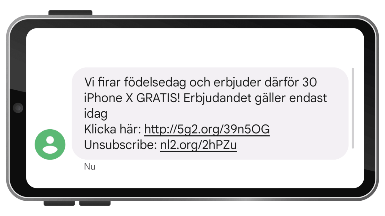 Bluff-sms med länk.