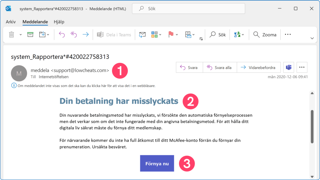Bluff-mejl med exempel.