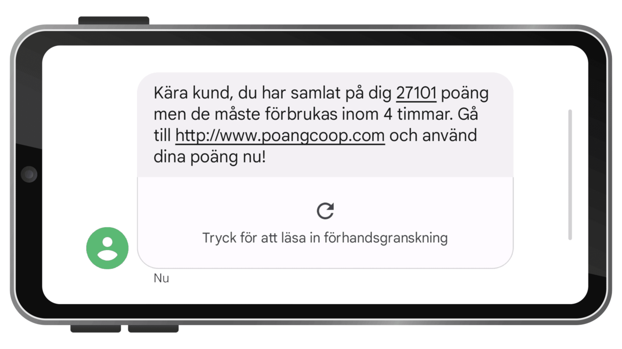 Bluff-sms med länk.