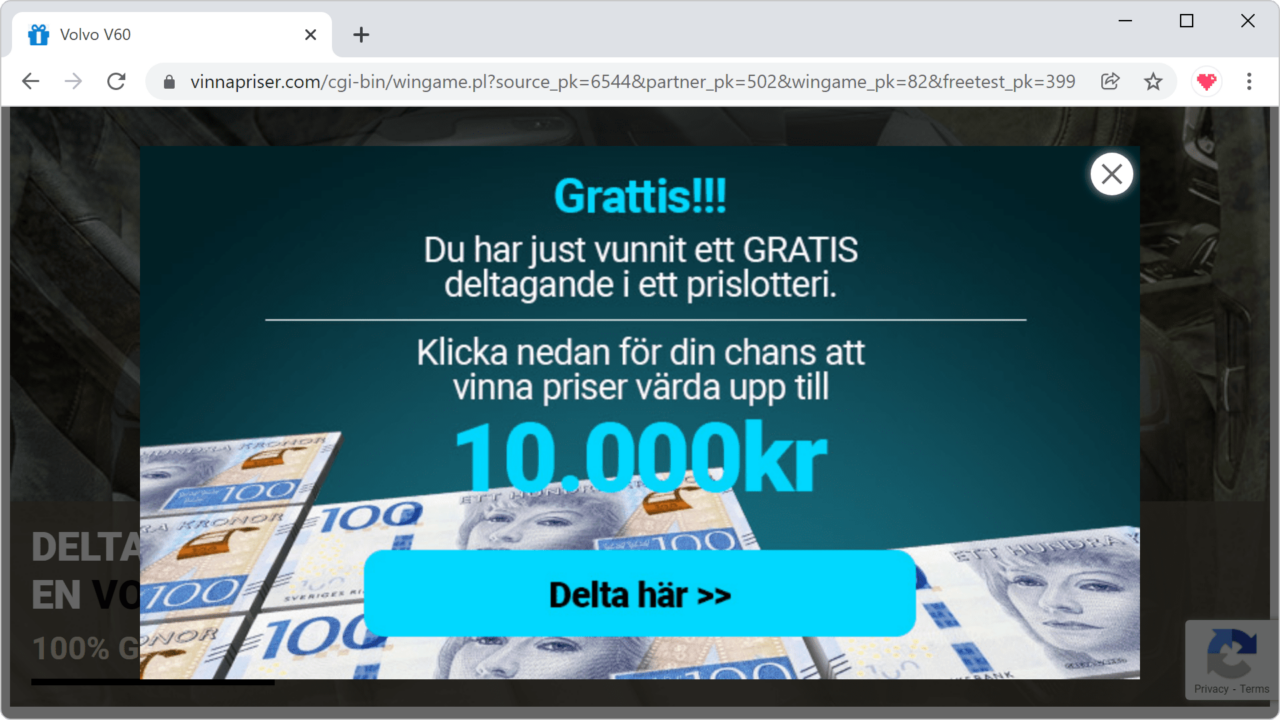 Falsk tävling på nätet.