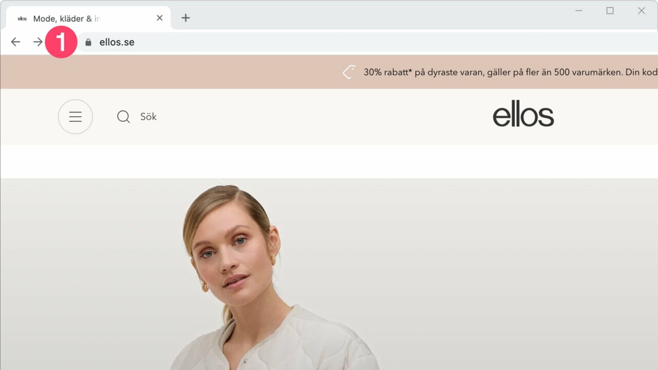 Skärmdump på en webbshop, nätbutik.