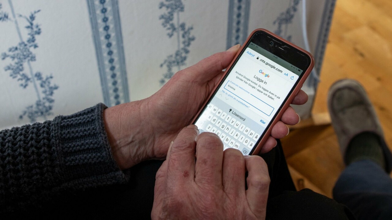 Inloggningsruta på en smartphone