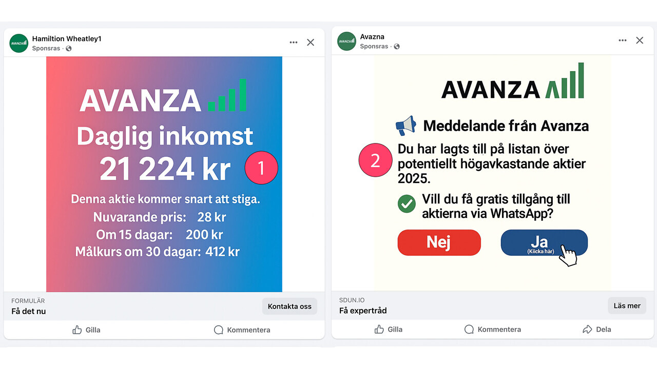 Två bluffannonser.